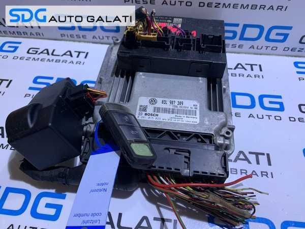 Kit Pornire ECU Calculator Motor Cip Cheie si Imobilizator VW Passat CC 2.0 TDI CBA CBAB 2009 - 2012 Cod 03L907309 0261S02070 [L2978]