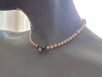 Colier vechi, choker,  cu perle akoya si aur de 14