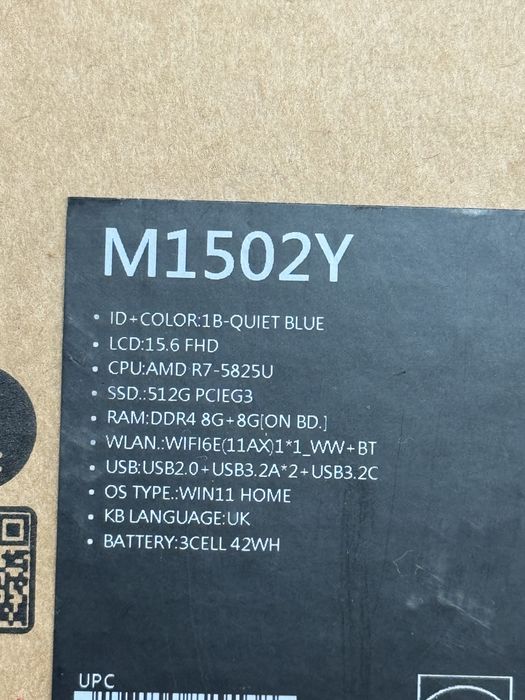 НОВ! Asus Vivobook M1502Y/8-ядрен Ryzen 7 5825U/16GB RAM/512GB SSD
