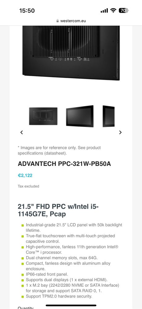 PC Monitor ADVANTECH ppc-321w-pb50a