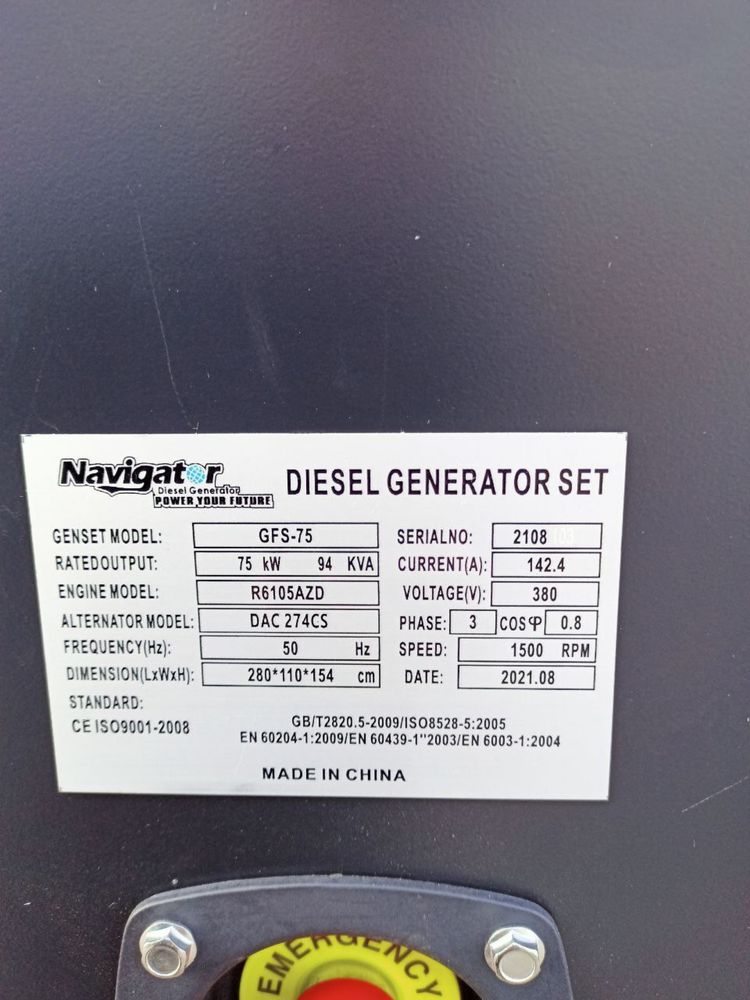 Dizel Generator Covax Navigator 94 kwa 75 kw Dizel