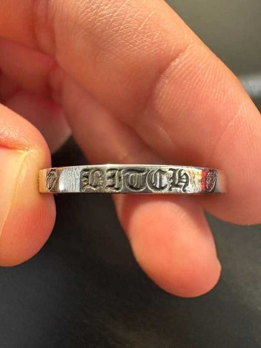 Chrome Hearts Rolling Stones Tounge “Bitch” 2002 Silver Spacer Ring