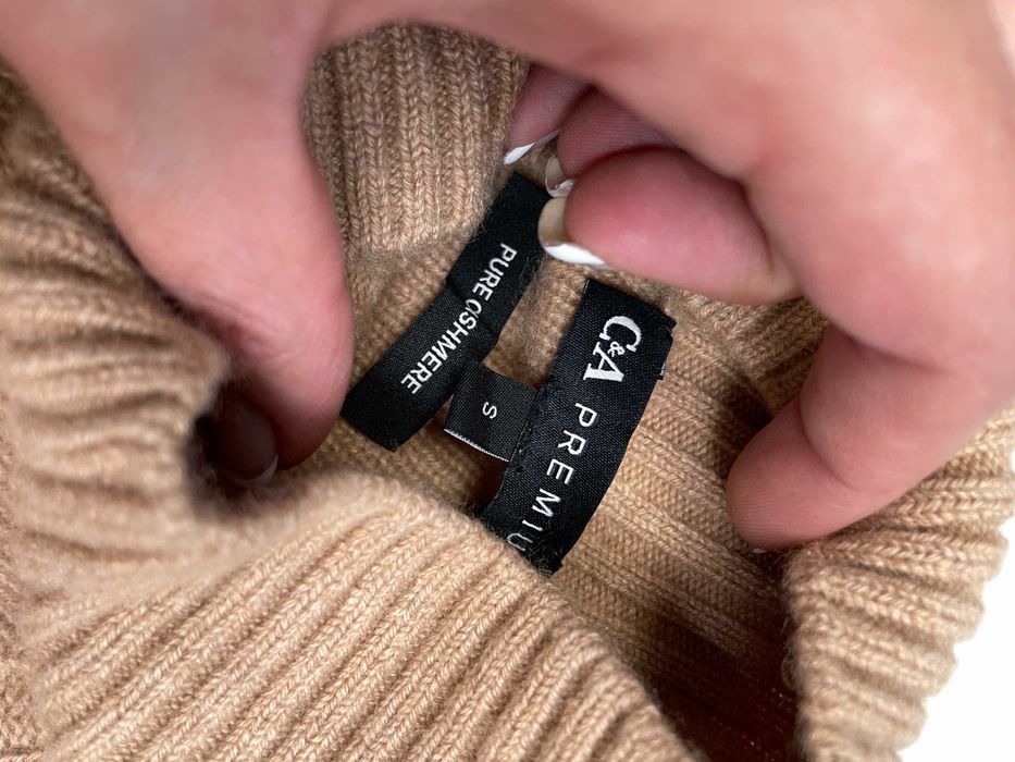 C&A размер S / M дамски кашмирен пуловер 100% КАШМИР кафяв Столче яка