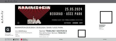 Билет за концерт на Рамщаин в Белград 25.05