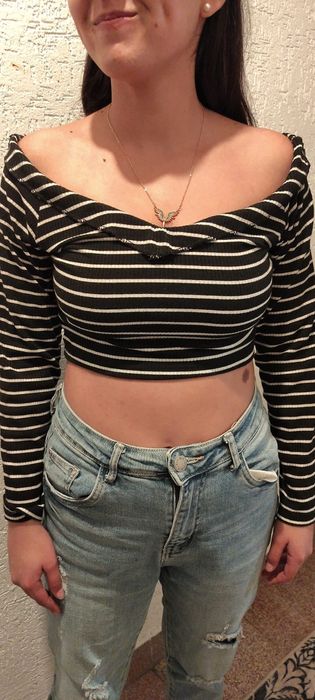 Черен топ с дълъг ръкав