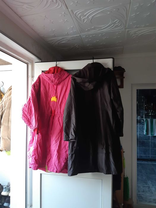 Geci de iarna pt dama, lungi,maro si roz, XXXL, cu glugi detasabile