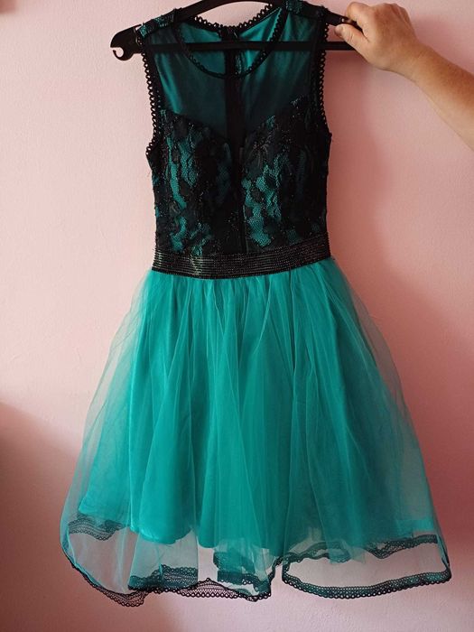 Rochie eleganta turcoaz scurta