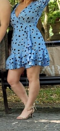 Rochie bleu ciel animal print