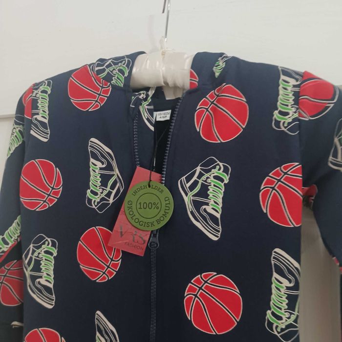 Pijama baieti tip salopeta 5-6 ani NOUA bumbac organic