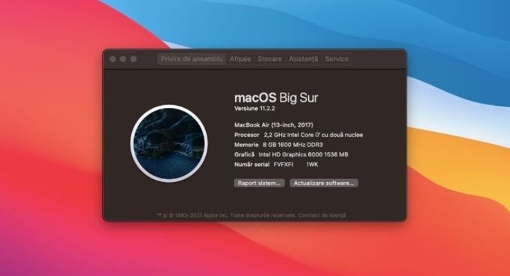 MacBook Air 13, i7, 2017, 8GB, 256GB impecabil