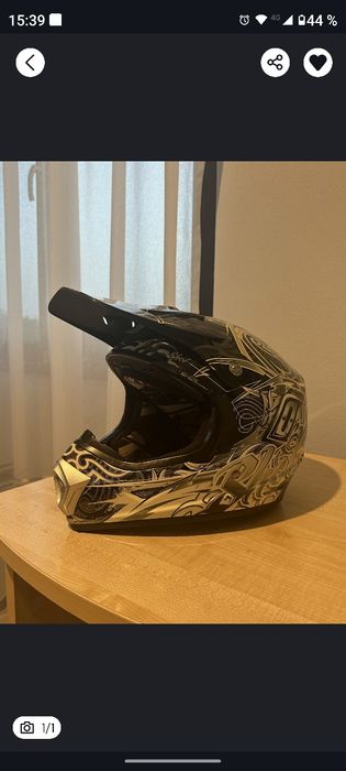 Cască enduro alb-negru