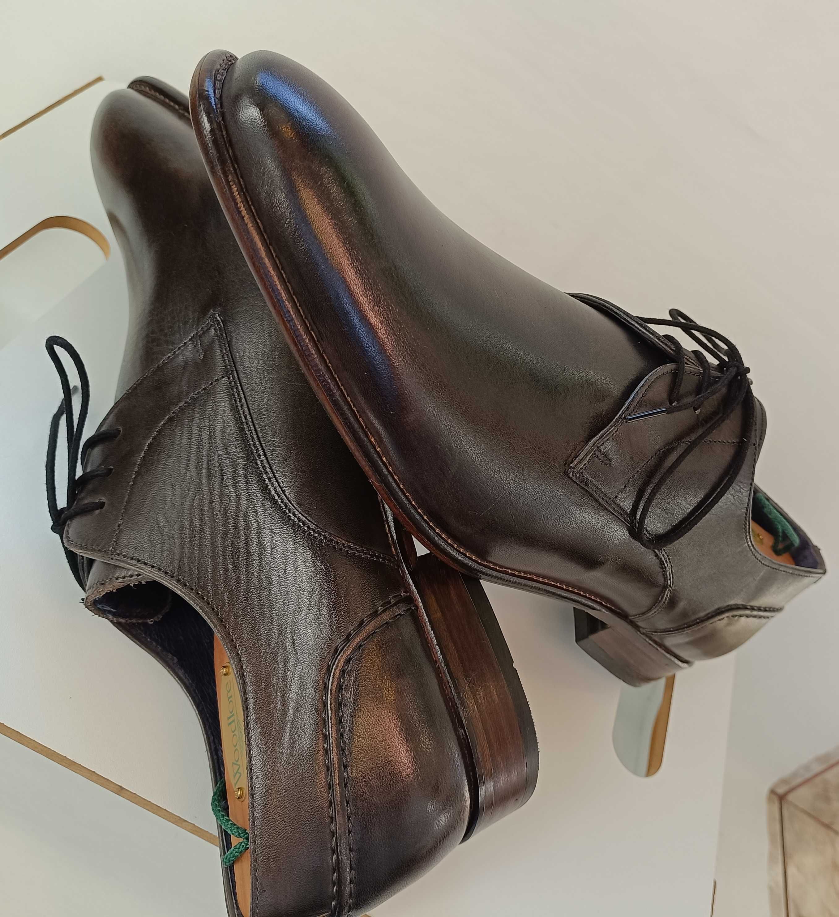 Pantofi derby 45.5 46 plain toe premium NELSON NOI piele naturala