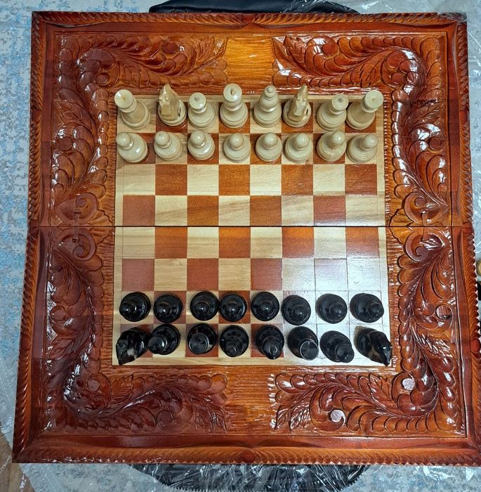 Нарды шахматы шашки 3 в 1 ручной работы