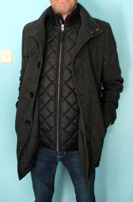 Преходно мъжко палто-Tom Tailor в Антрацитено сиво-черно