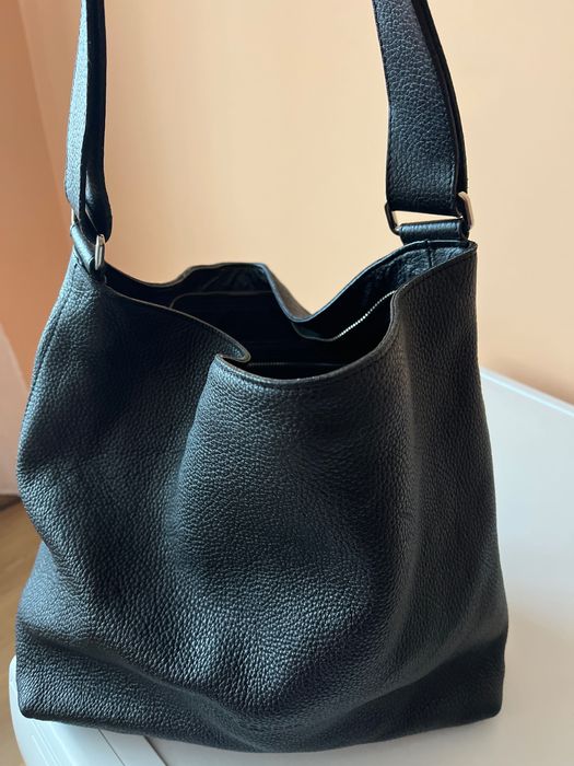 Чанта тип торба от естествена кожа