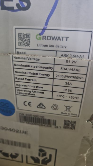 Growatt ARK-2.5H-A2 Baterie LiFePo4 2,56 kWh
 
Growatt ARK-2.5H-A2 Bat