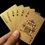 Carti de joc Aurii Casino Poker, aspect Euro/Dolar GOLD. NOU! Sigilat!