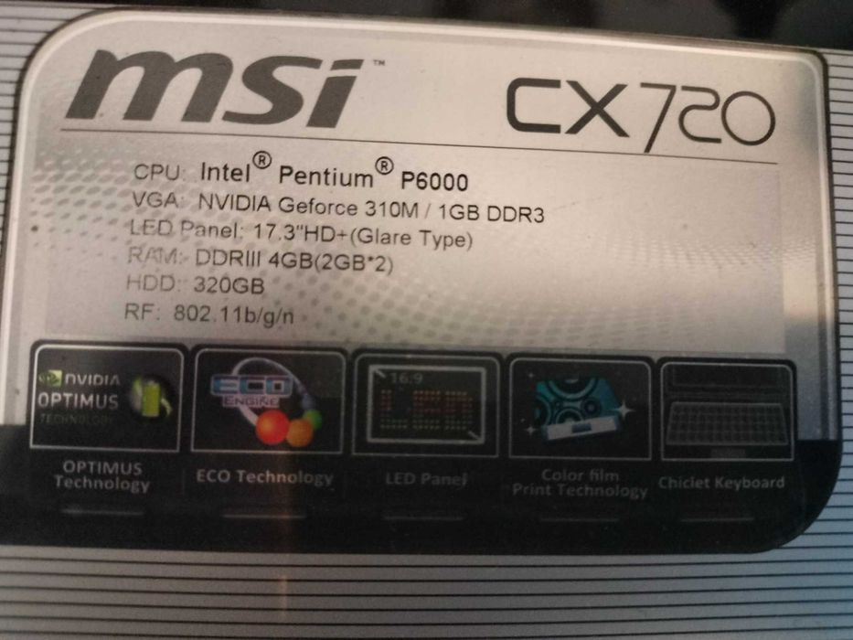 Laptop MSI CX720 defect – 17.3", impecabil estetic