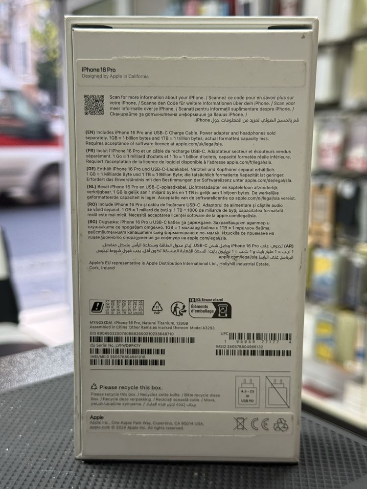 Apple iPhone 16 Pro,Natural Titanium,128GB *КатоНов**100% battery*