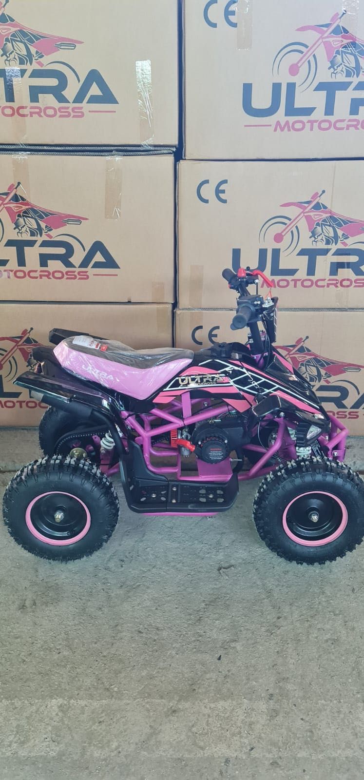 ATV 49cc nou cu garantie roz pentru fetițe cu viteza reglabilă