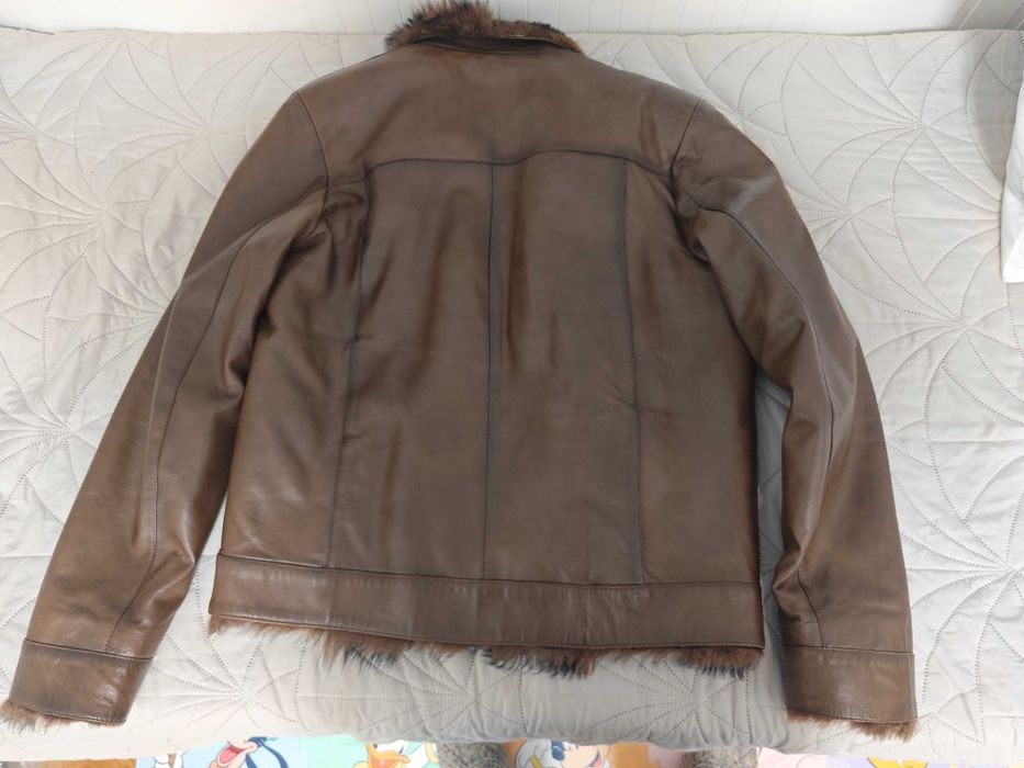 Кожено яке от естествена агнешка кожа, с естествен косъм