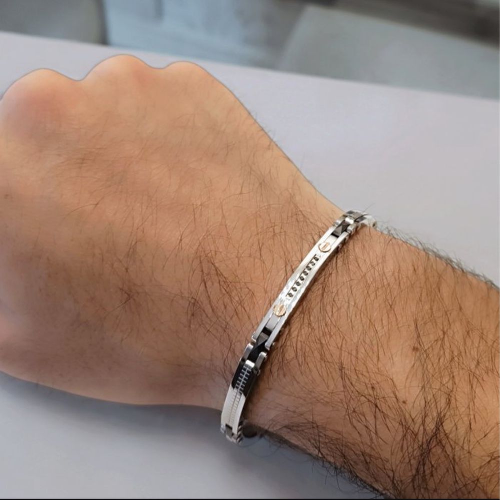 Bratara din otel chirurgical cu aur si diamante