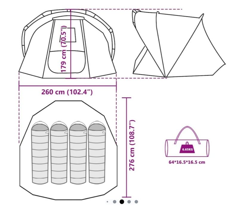 Cort pescuit / camping VidaXL, 4 persoane, verde masliniu