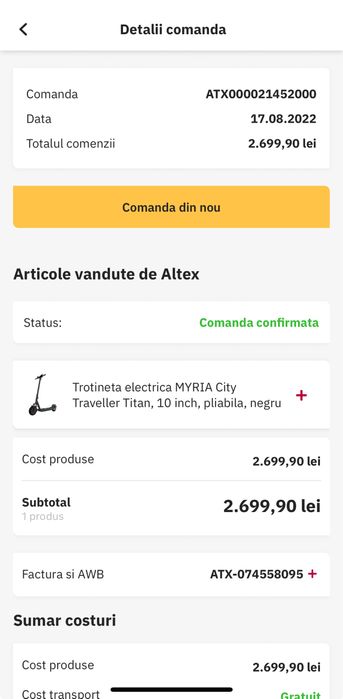 Trotineta electrica MYRIA, 10 inch, pliabila, 90 km autonomie!