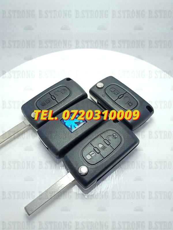 Carcasa Cheie Model Briceag Citroen 2 Butoane Neagra