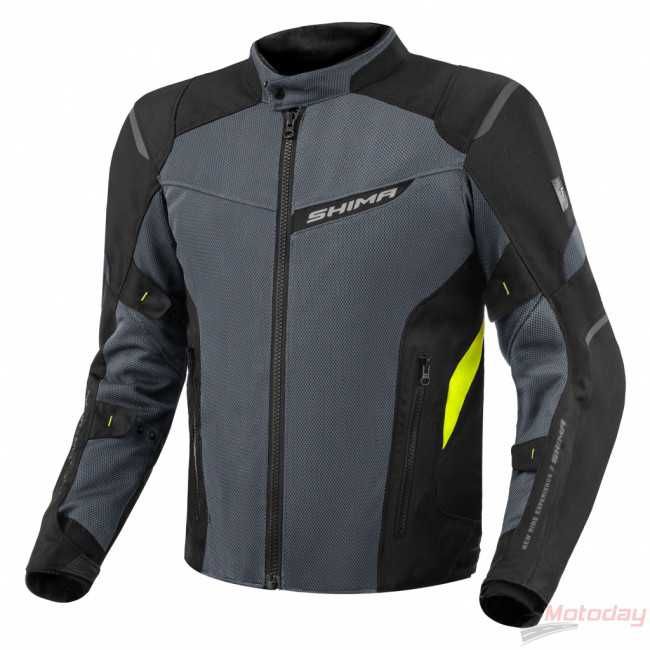 екстилно мото яке SHIMA RUSH Black/Fluo ,4 сеозна,всички протектори