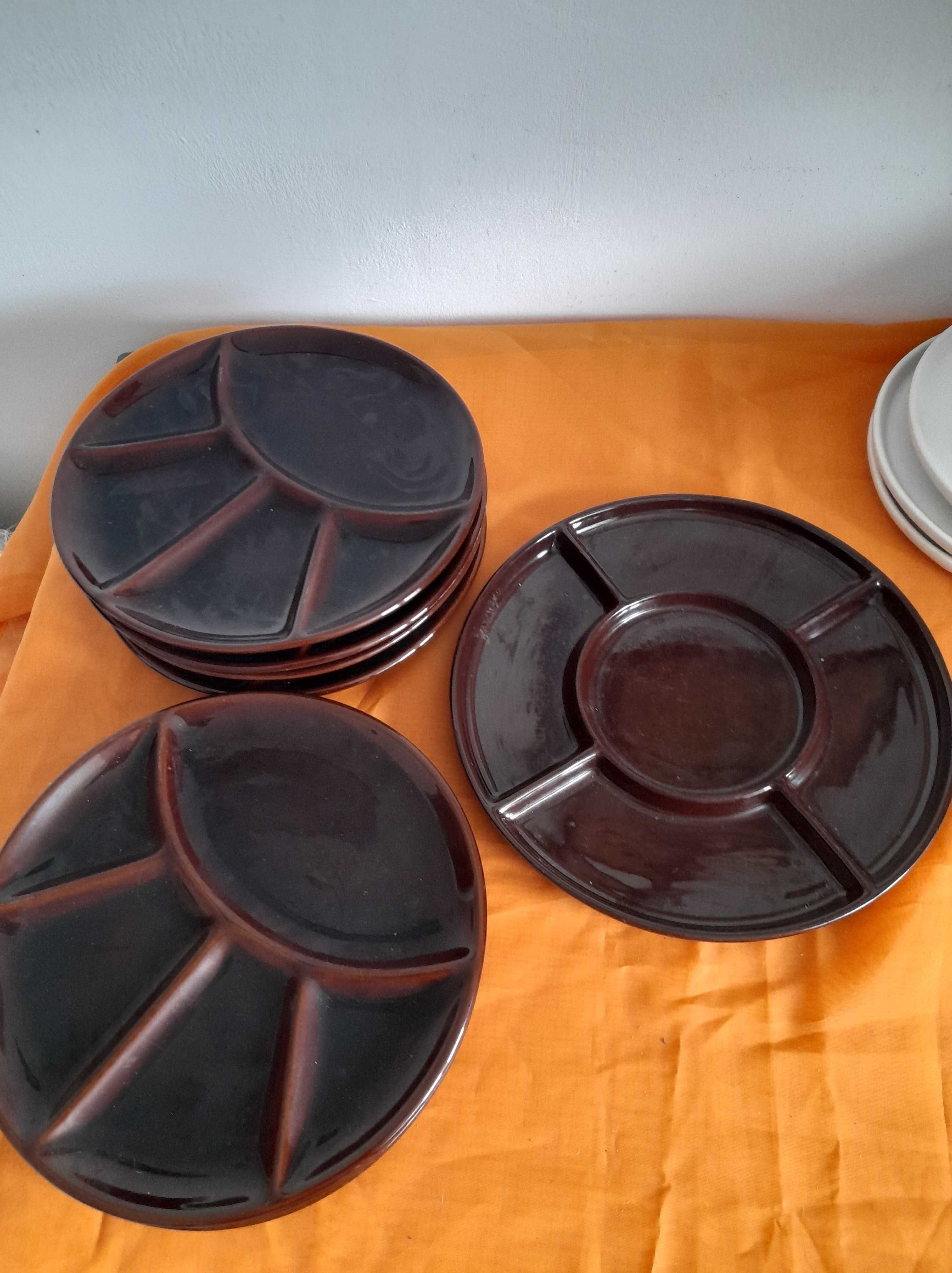 Set cupe inghetata si farfurii/platou,  compartimentate din ceramica