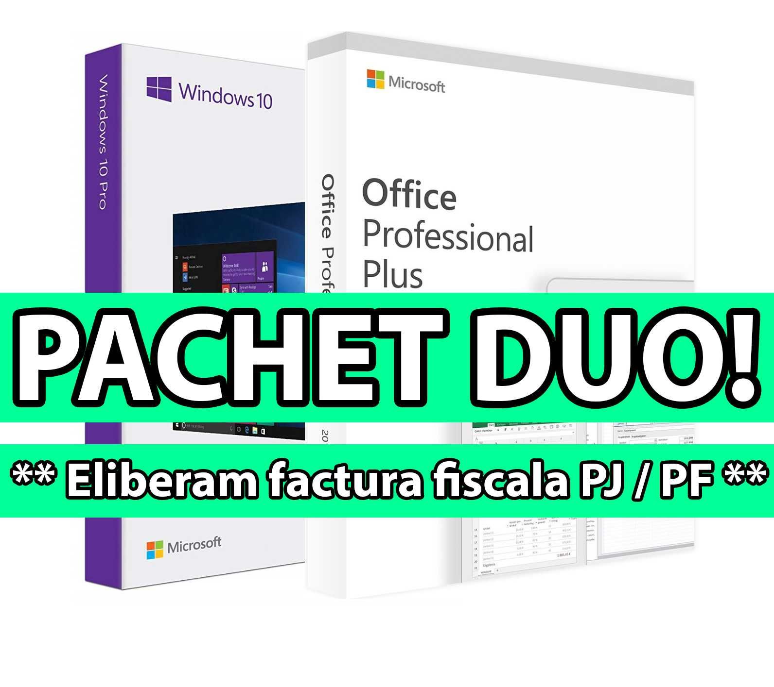 PACHET DUO: Windows 10 PRO + Office 2019 PRO PLUS (Factura fiscala!)