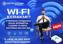 Bepul optik kabelli WI-FI o'rnatib beramiz UzTelecom