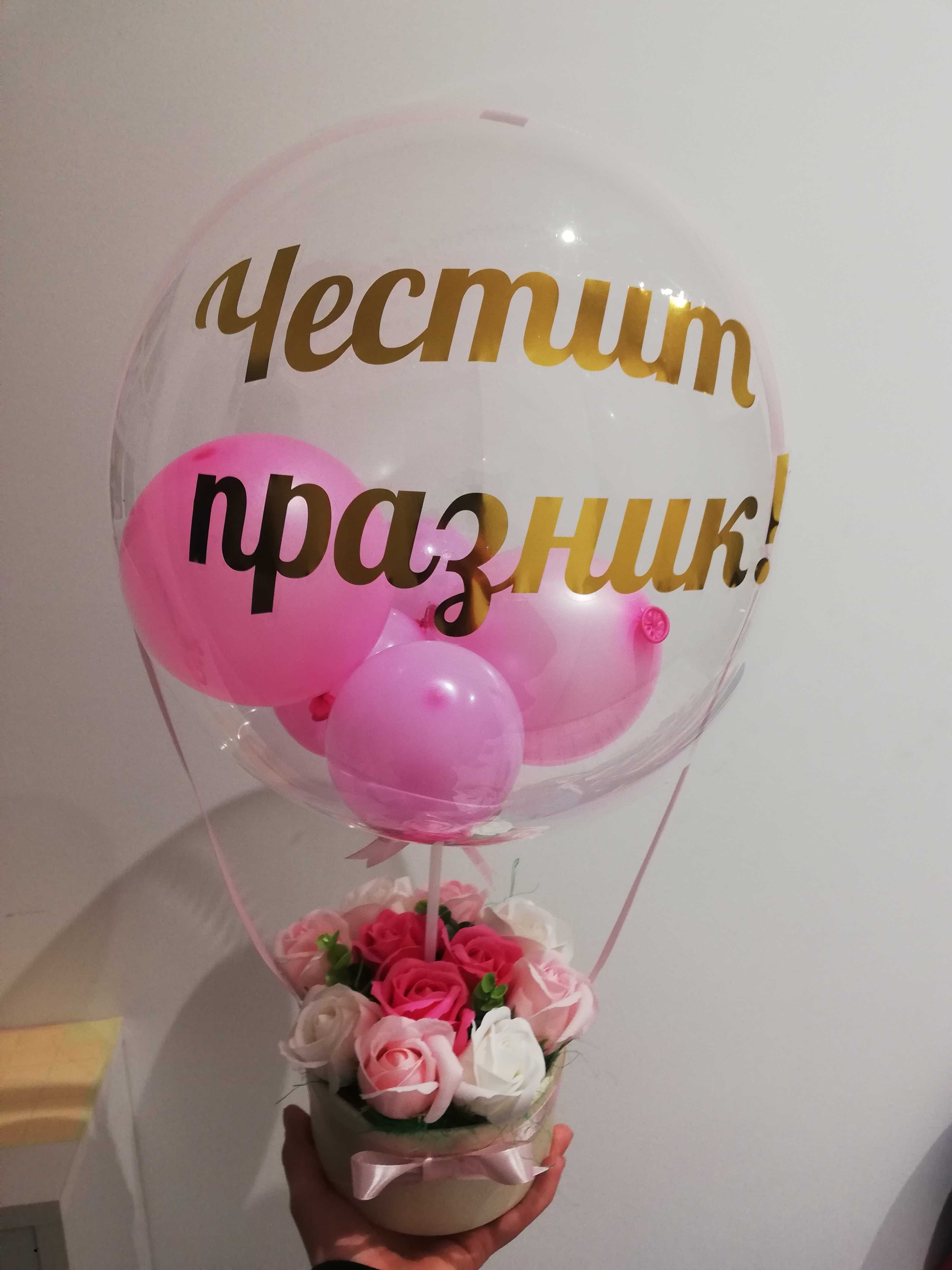 Кошнички/кашпи/кристален балон със сапунени рози