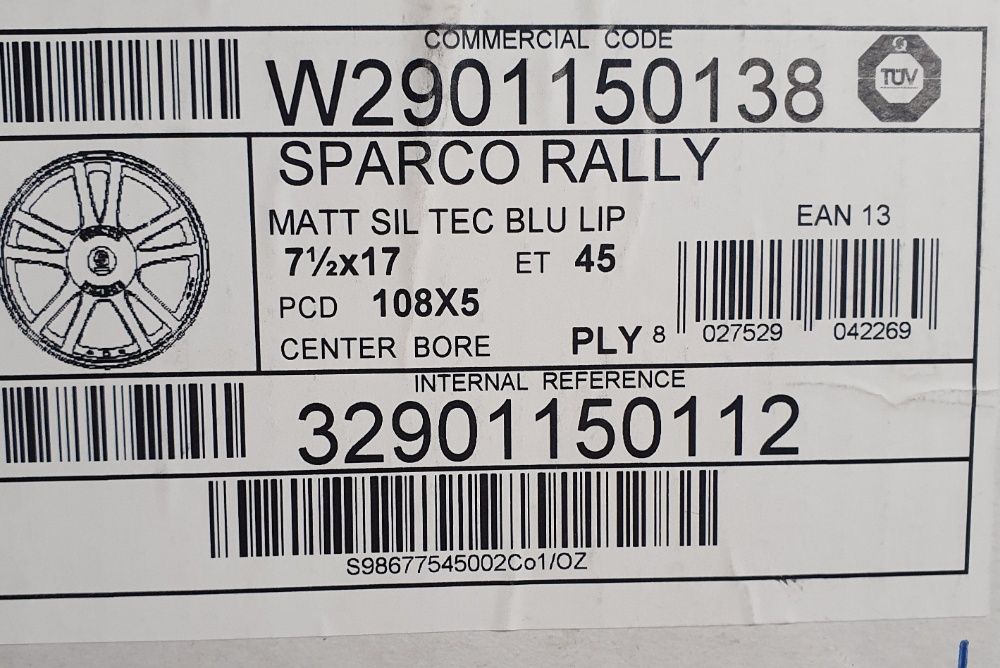 НОВА резервна гума Sparco Ralli 17 цола 5 х 108 мм ЕТ 45