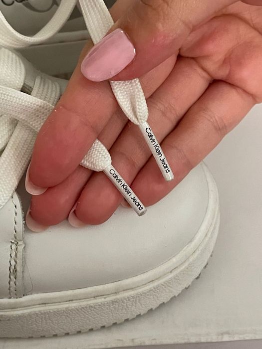 Adidasi Calvin Klein albi piele naturala