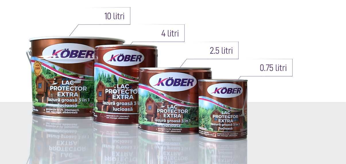 Lazura groasa pentru lemn, Kober Extra 3 in 1, mahon, int / ext, 10 L
