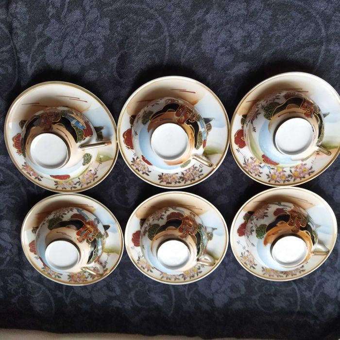 Японски сервиз ръчно рисуван с холограм гейша