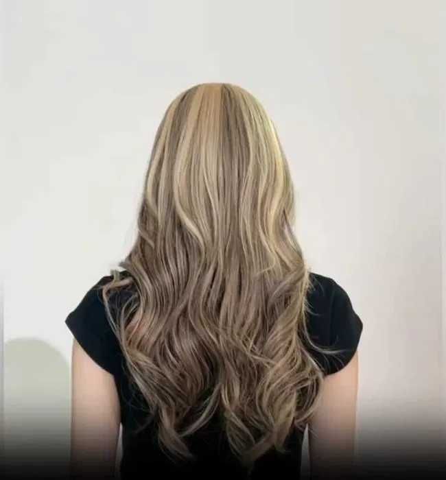 Омбре перука на кичури в съчетавание на русо и кафяво