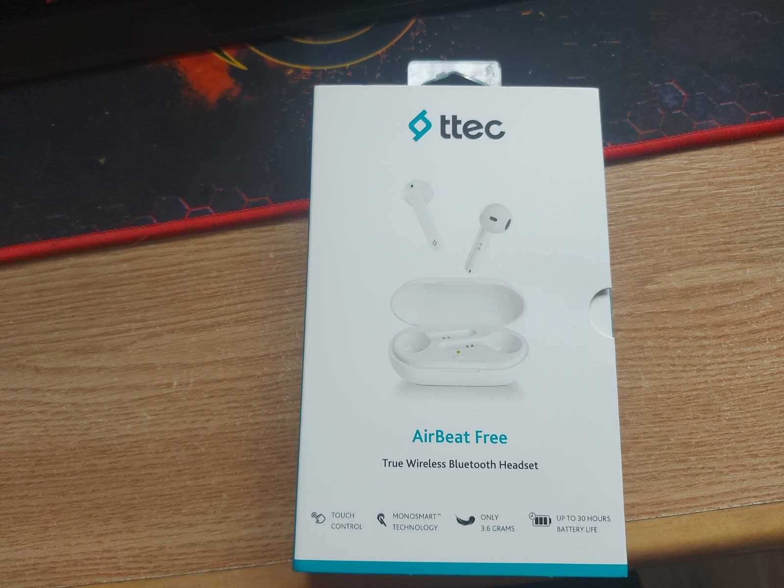 Căști wireless ttec - AirBeat Free, TWS, albe