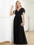 Rochie V neck de seara eleganta, Black, dantela, REDUSA de la 350RON