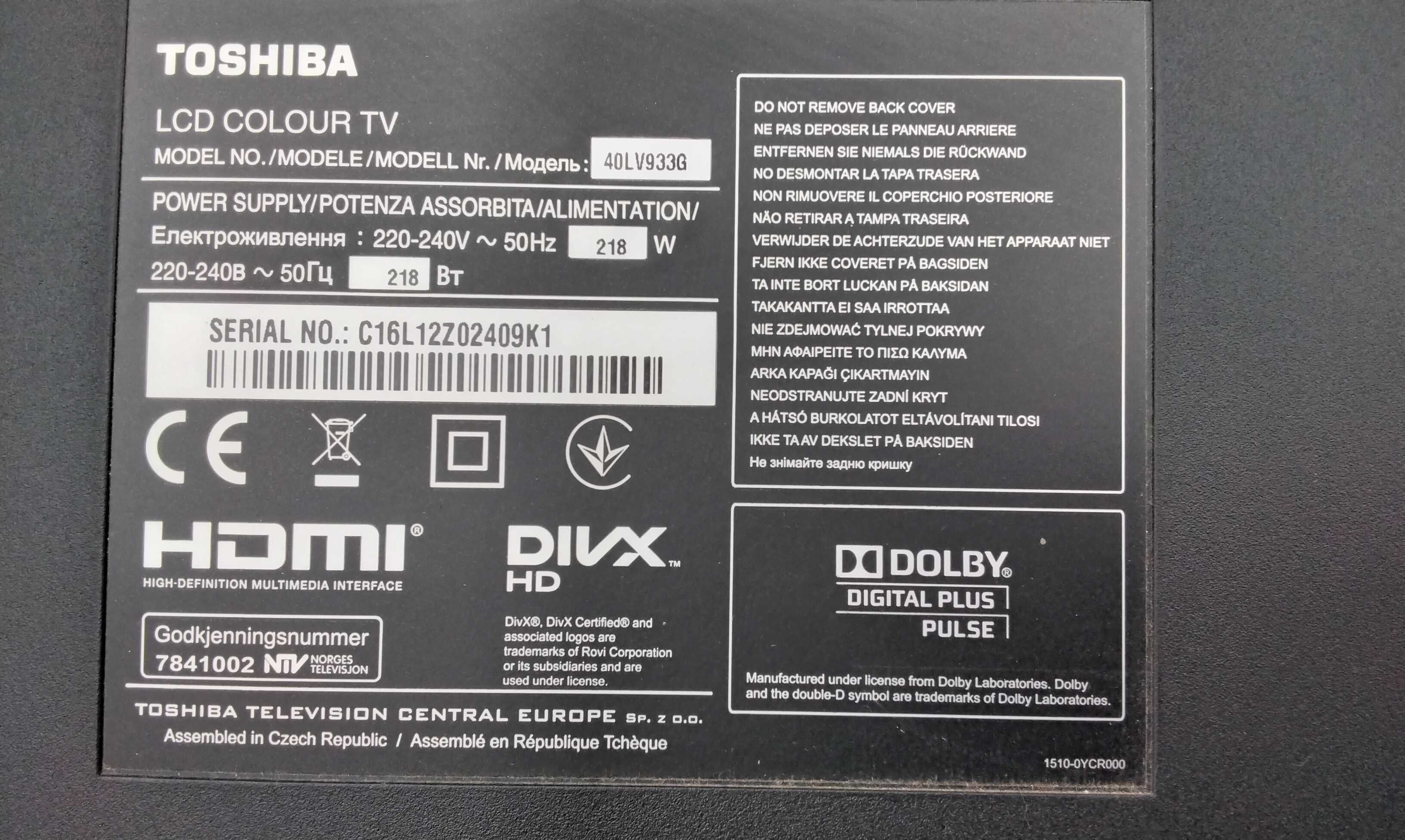 Телевизор Toshiba 40"