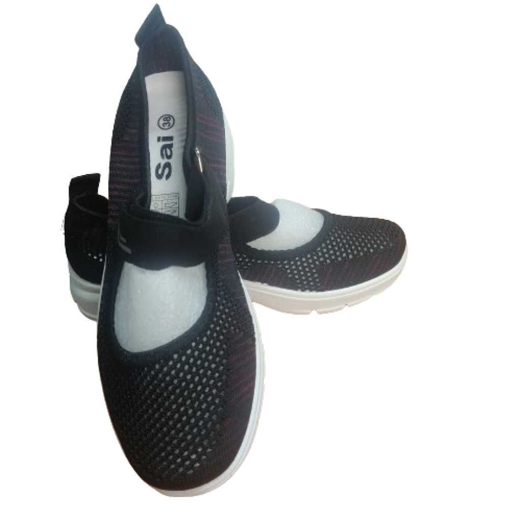 Летни дамски мрежести обувки Sai в черно и бяло,
