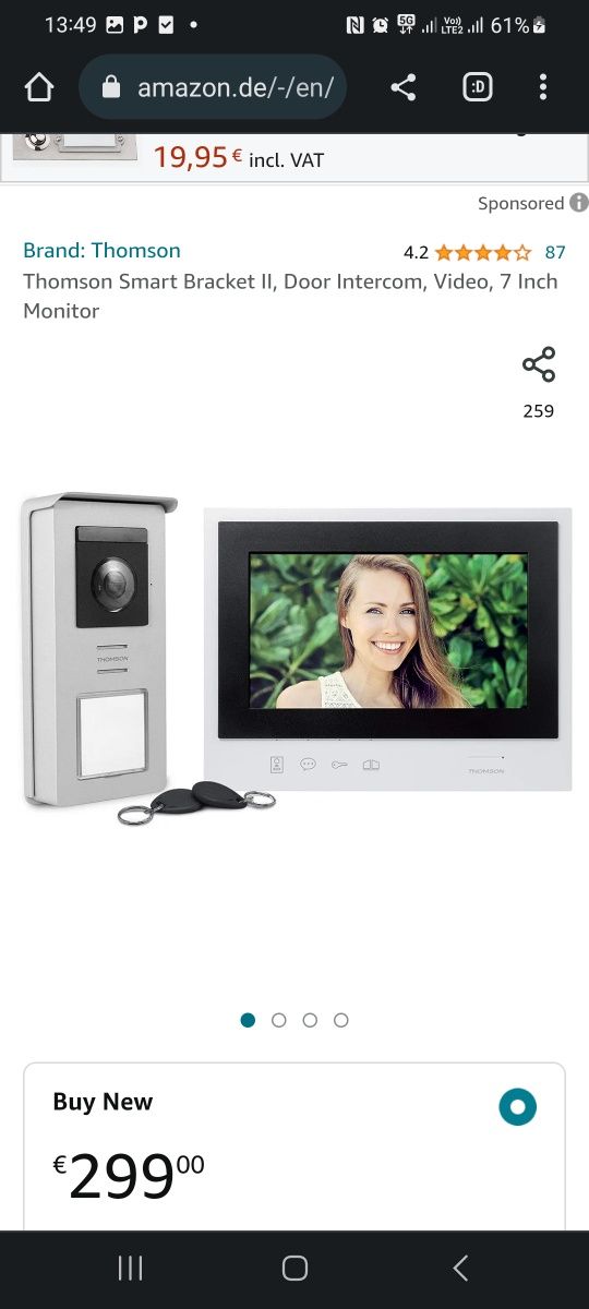 Oferta!  Thomson Smart Bracket II, interfon, video, monitor de 7 inchi