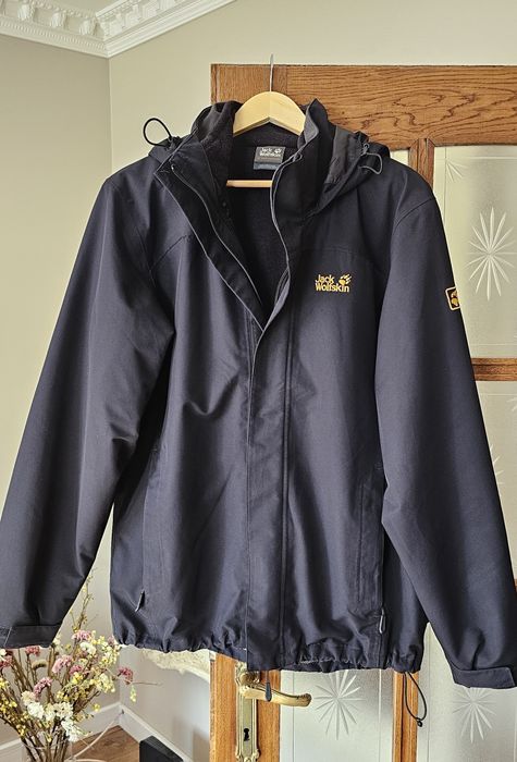 Jachetă Jack Wolfskin 3 în 1, neagră, M, ca nouă, polar detașabil