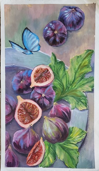 Лето на тропике
работа в формате: А2; 330×600 мм
техника: гуашь
мате