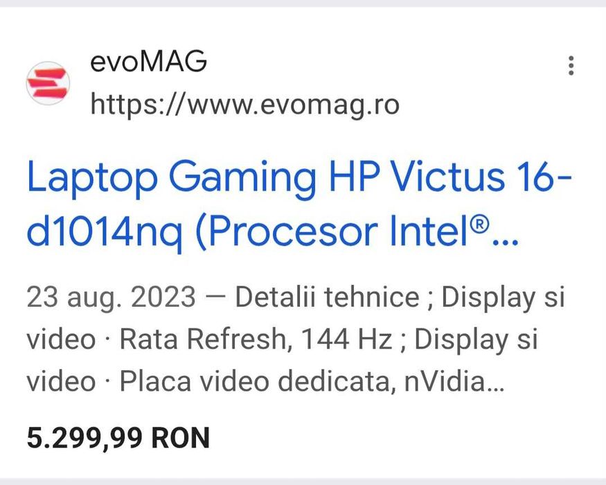 Laptop Gaming HP Victus 16-d1017nq  i5-12500H Impecabil
