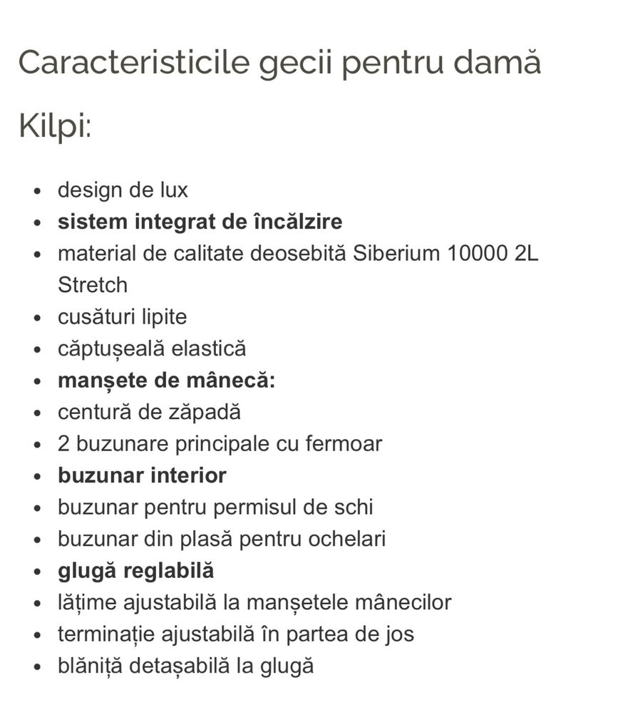 Geaca schi ski lux incalzita cu baterie Kilpi