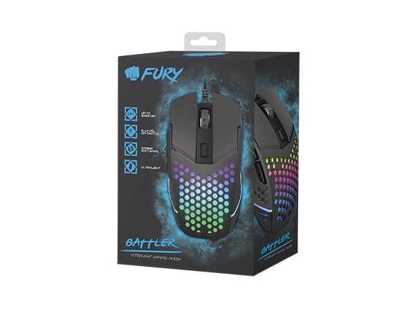 Мишка, Fury Gaming Mouse Battler 6400 DPI Optical With Software Black
