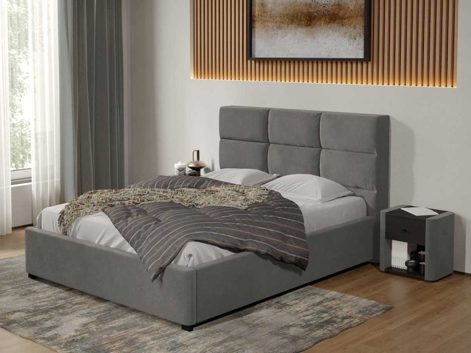 Pat tapitat Cico rabatabil 170 x 114 C1 din piele/stofa Gri Falcone 21
